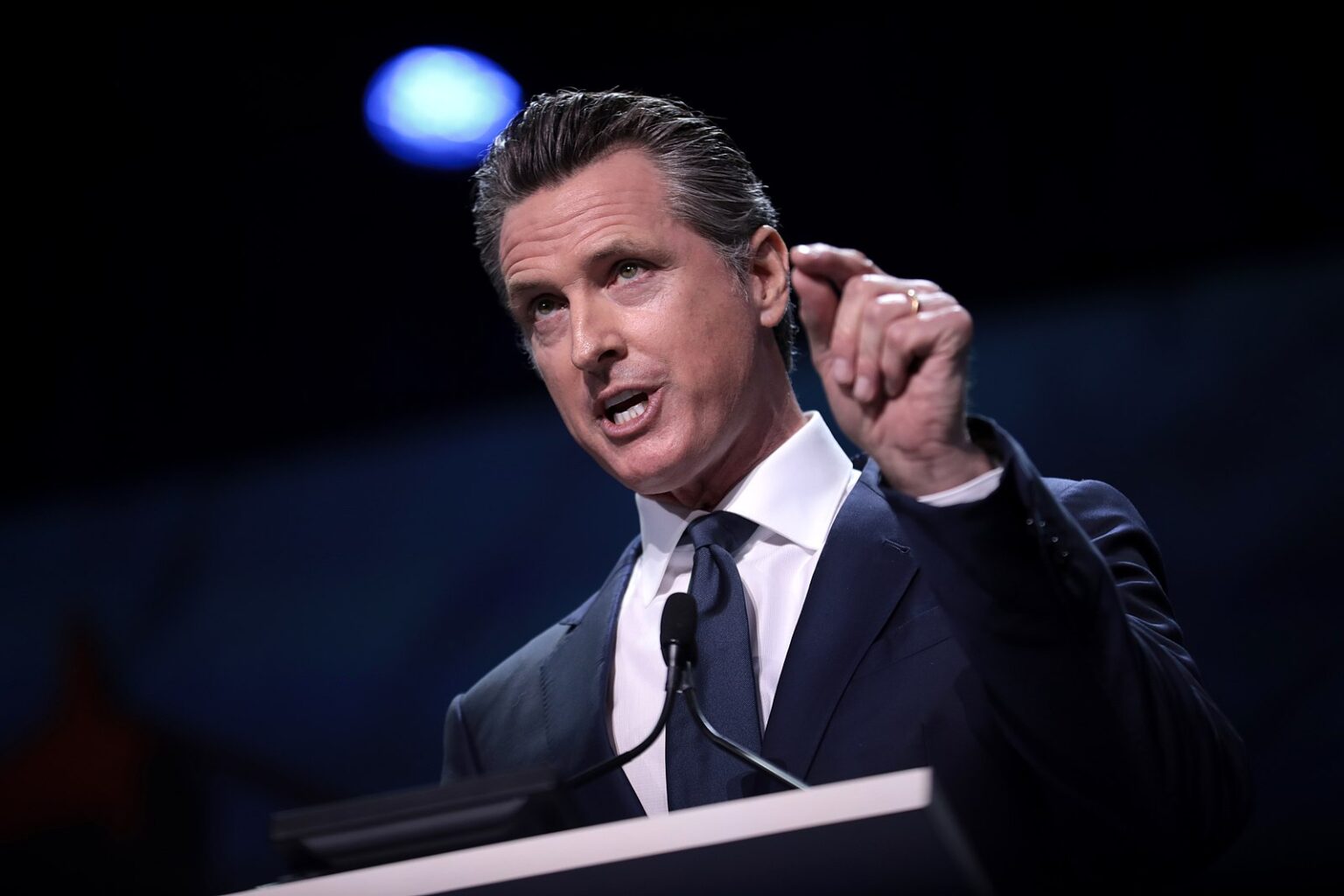 California Governor Gavin Newsom speaking