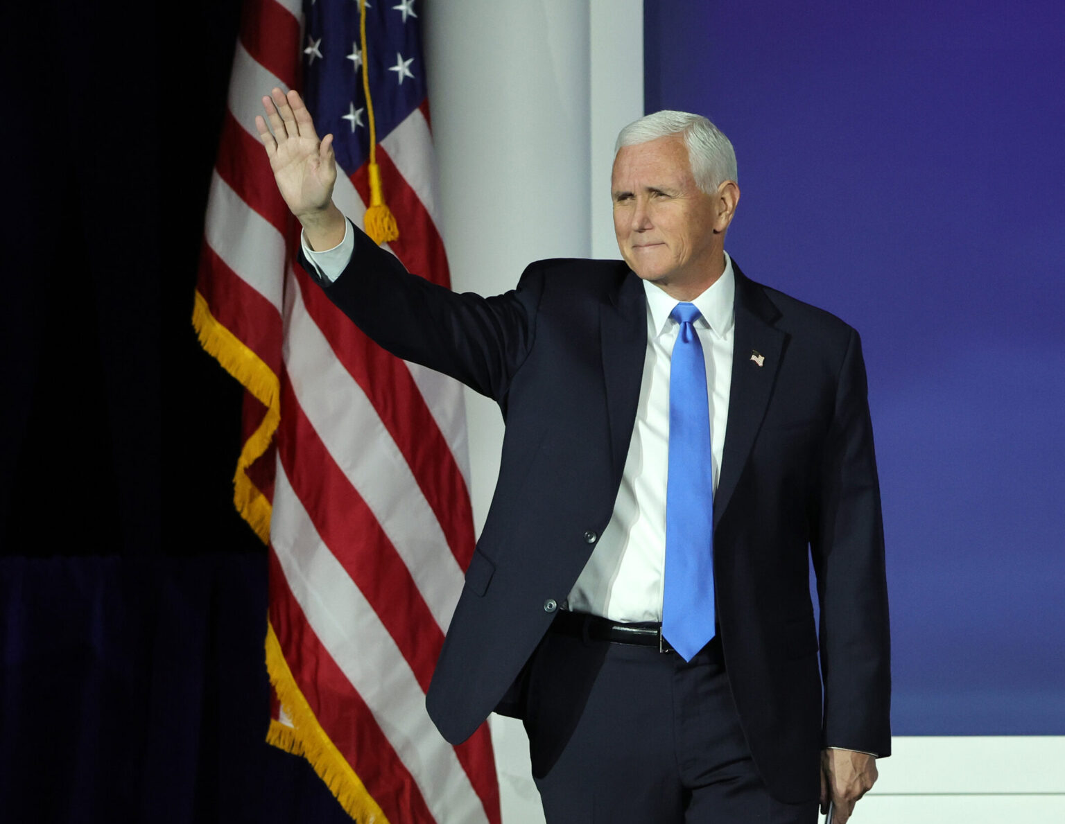 LAS VEGAS, NEVADA - OCTOBER 28: Republican presidential candidate former U.S. Vice President Mike Pence arrives at the Republican Jewish Coalition's Annual Leadership Summit at The Venetian Resort Las Vegas on October 28, 2023 in Las Vegas, Nevada. The summit features the top GOP presidential candidates who will face their first test on the road to the Republican nomination with the Iowa Caucuses on January 15, 2024. (Photo by Ethan Miller/Getty Images)