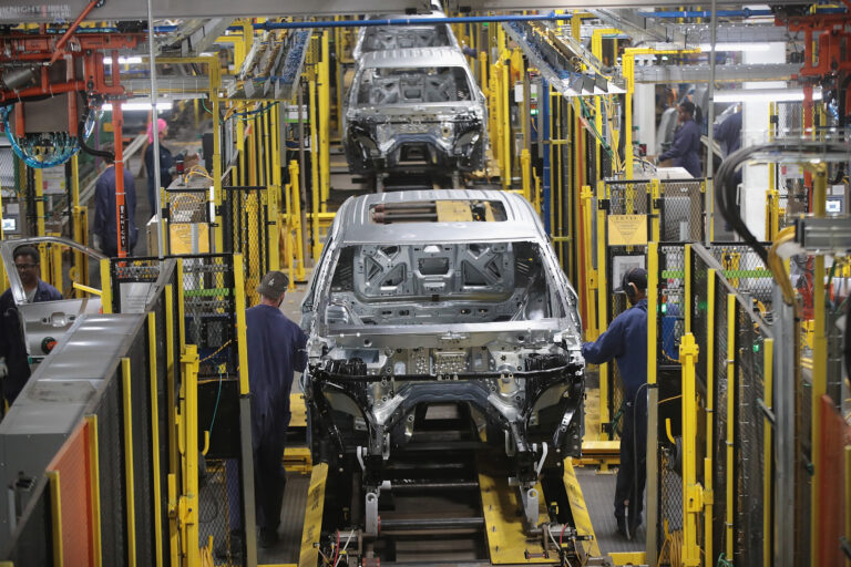 CHICAGO, ILLINOIS - JUNE 24: Workers of auto manufacturers assemble Ford vehicles at the Chicago Assembly Plant on June 24, 2019 in Chicago, Illinois. Ford recently invested $1 billion to upgrade the facility where they build the Ford Explorer, Police Interceptor Utility and the Lincoln Aviator.