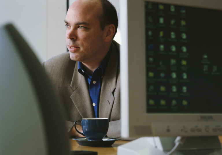 Dr Michael Lynch, founder and chief executive officer of software firm Autonomy Corporation, at the companys headquarters on the Cambridge Business Park, Cambridge, UK, 24th August 2000. The company is now a subsidiary of Hewlett-Packard which is going after Mike Lynch's estate for damages