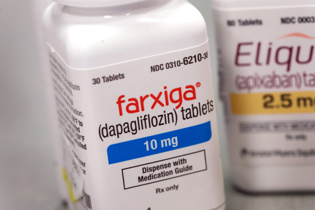 CHICAGO, ILLINOIS - AUGUST 29: In this photo illustration, Farxiga is made available to customers at the New City Halsted Pharmacy on August 29, 2023 in Chicago, Illinois. Farxiga is one of 10 prescription drugs that will be subject to Medicare price negotiations under the Inflation Reduction Act. The other drugs include Xarelto, Entresto, Eliquis, Jardiance, Enbrel, Januvia, Imbruvica, Stelara and Fiasp. 