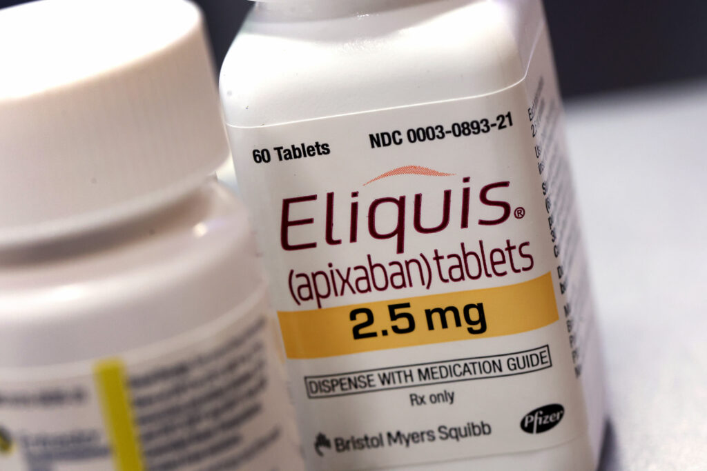 CHICAGO, ILLINOIS - AUGUST 29: In this photo illustration, Eliquis is made available to customers at the New City Halsted Pharmacy on August 29, 2023 in Chicago, Illinois. Eliquis is one of 10 prescription drugs that will be subject to Medicare price negotiations under the Inflation Reduction Act. The other drugs include Farxiga, Xarelto, Entresto, Jardiance, Enbrel, Januvia, Imbruvica, Stelara and Fiasp. (