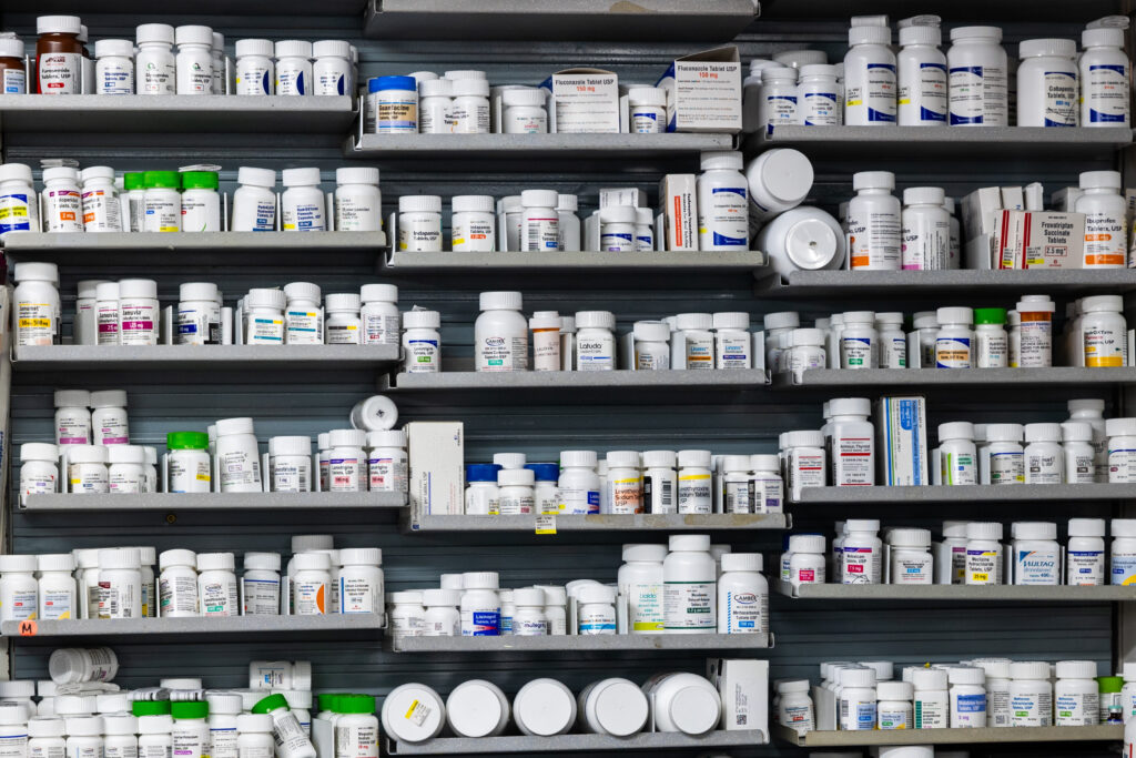 NEW YORK, NEW YORK - JULY 23: Prescription drugs are displayed at NYC Discount Pharmacy in Manhattan on July 23, 2024 in New York City. A major issue in the presidential race between both parties is the increase in prescription drug prices, an issue that especially energizes older voters. From 2022 to 2023 the average increase of drug prices in the U.S. was 15.2%, higher than the inflation rate, according to the U.S. Department of Health and Human Services. Medicare recently negotiated the prices of these life saving drugs in historic deal.