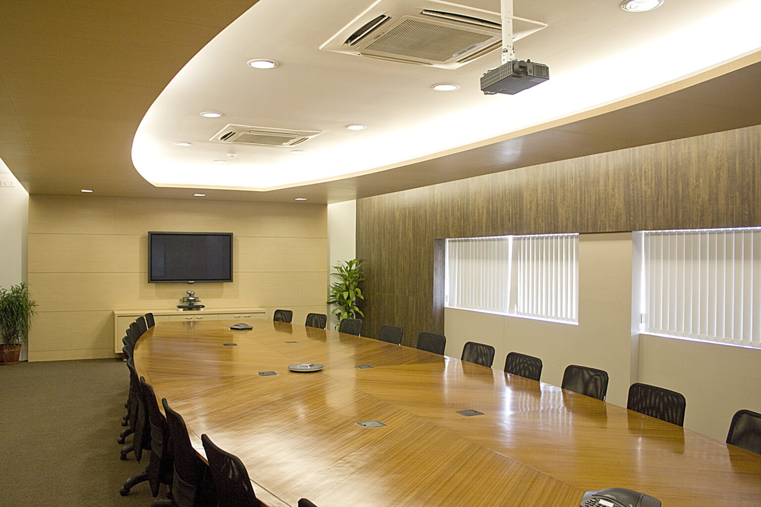 Empty executive board room for investors and chairmans to discuss stock buybacks