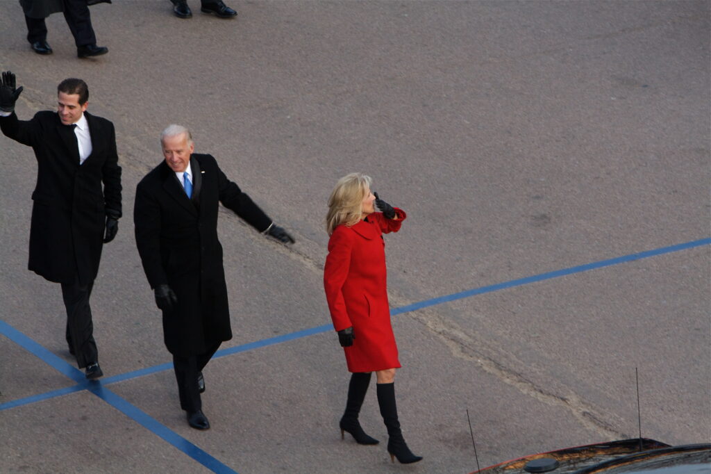 Hunter biden walks with father president joe biden and mother, dr jill biden on inauguration day. despite his powerful father, hunter is one of 9 tax dodgers part of the irs crackdown