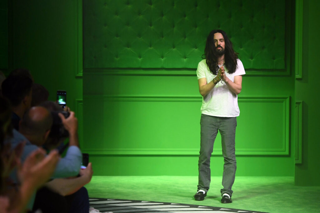 MILAN, ITALY - JUNE 20:  Designer Alessandro Michele aknowledge the applause of the public after the Gucci show during Milan Men's Fashion Week SS17 on June 20, 2016 in Milan, Italy.  