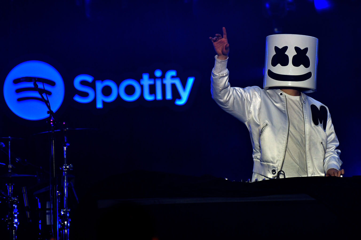 NEW YORK, NY - JANUARY 25: DJ Marshmello performs onstage at "Spotify's Best New Artist Party" at Skylight Clarkson on January 25, 2018 in New York City.