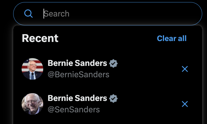 X search results for Bernie Sanders